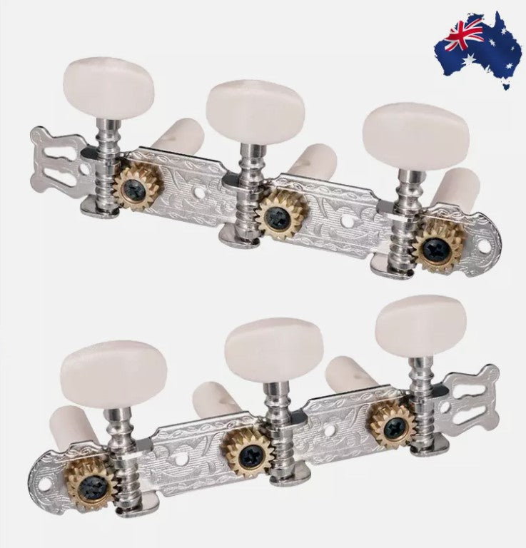2 CLASSICAL GUITAR NYLON STRING MACHINE HEAD3+3TUNERS Keys Pegs String Tuners Silver AU