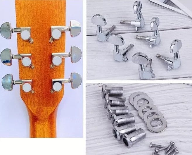 Fully Enclosed Guitar String Tuning Peg Key Tuner Folk Semi-Circle Machine Heads AU