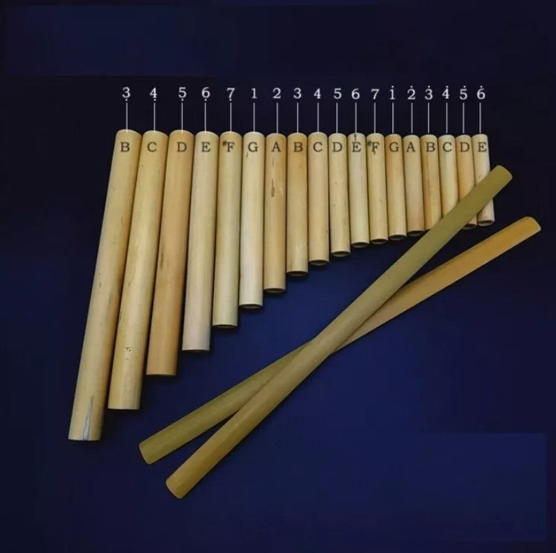 18 tubes natural bamboo flute PAN FLUTE G Key Pan Pipes south american style AU