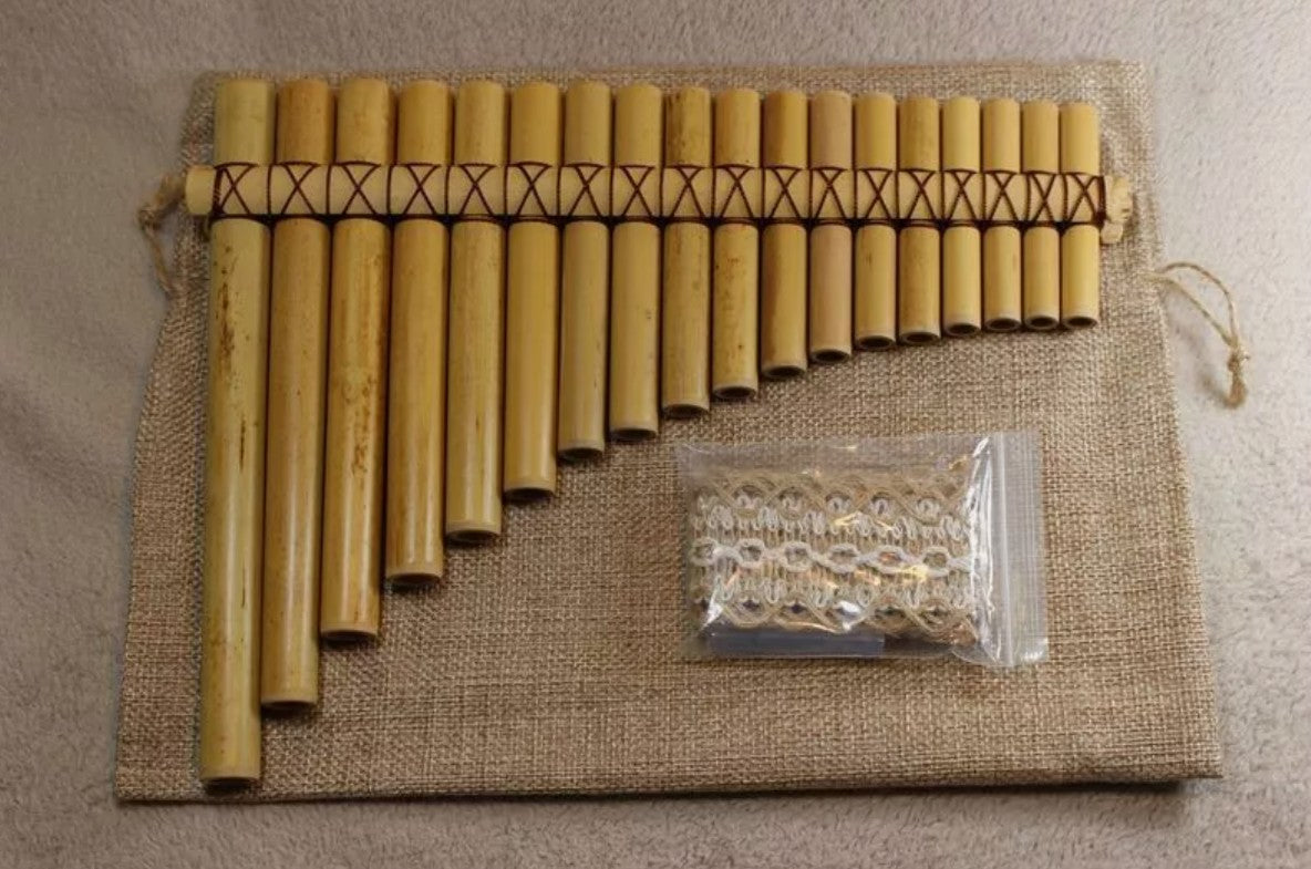 18 tubes natural bamboo flute PAN FLUTE G Key Pan Pipes south american style AU