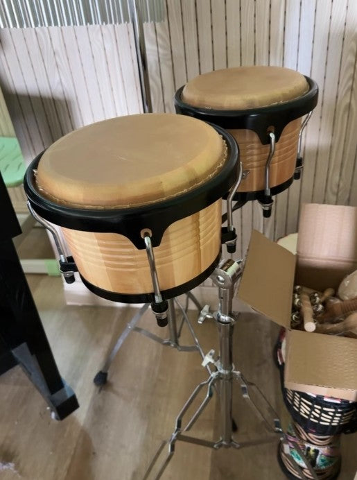 Bongos 7"+9" African Latin Percussion Hand Drums with stand/tuning wrench set AU