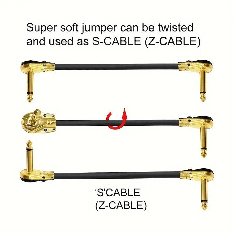 6.35mm Guitar Effects Pedal Patch Jumper Cables Pancake Audio Cables15/30cm AU
