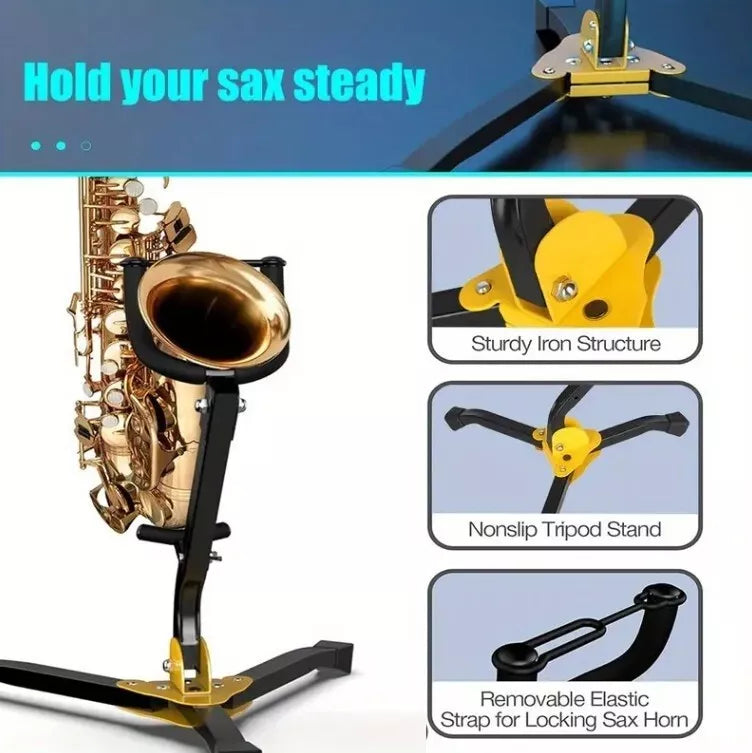 Portable Folding SAXOPHONE STAND Space Saving Design Durable Metal Construction