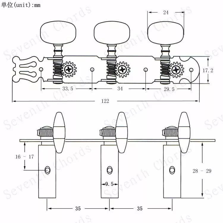 2 CLASSICAL GUITAR NYLON STRING MACHINE HEAD3+3TUNERS Keys Pegs String Tuners Gold AU