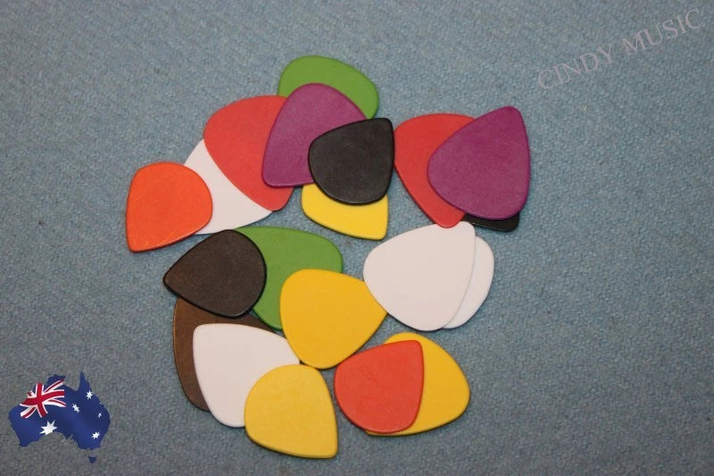 20PCS Guitar Picks Bulk Coloured Celluloid Plectrums Standard Mixed Gauges