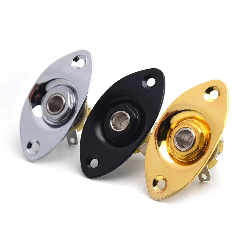 Electric Guitar Jack Output Input Socket with Oval Style Plate With Screws