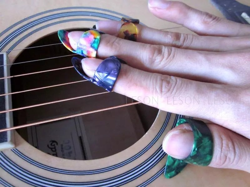 1 Thumb+3 Finger Nail Guitar Picks Plectrum colorful bass Banjo Ukulele AU