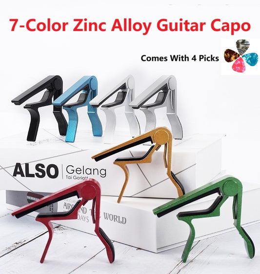 Guitar Capo Folk Electric Wood Guitar Ukulele Bass Banjo Accessories with 4picks