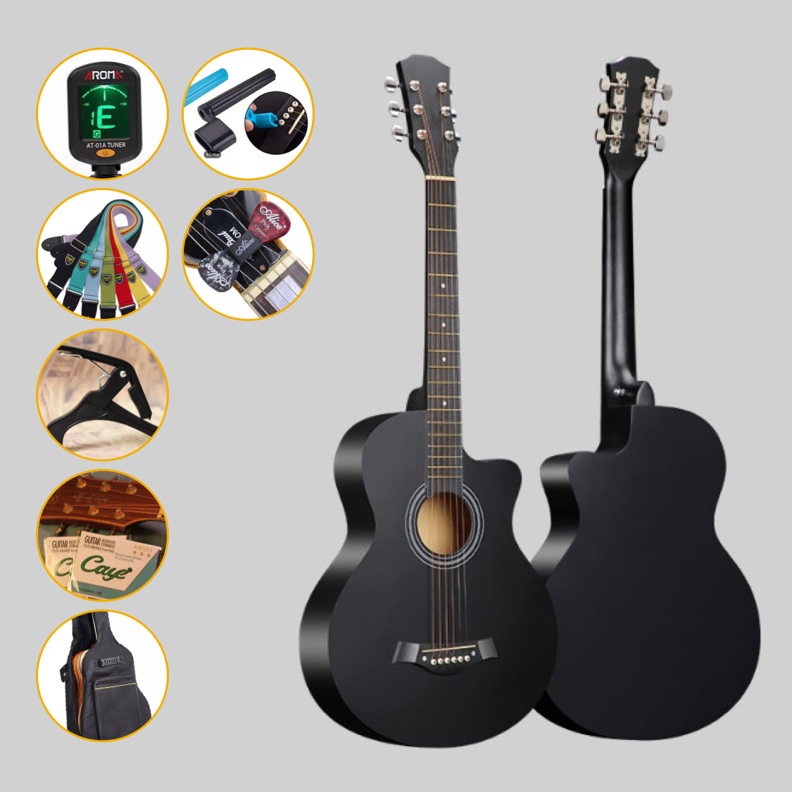 38” Inch D-Style Entry-Level Full-Size Wooden Folk Acoustic Guitar Cutaway AU