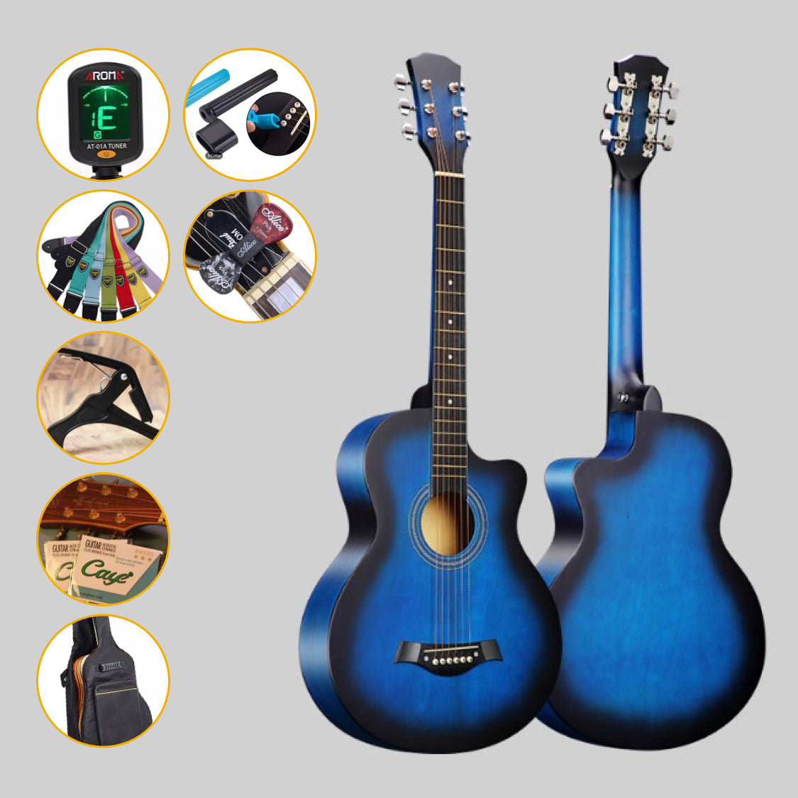 38” Inch D-Style Entry-Level Full-Size Wooden Folk Acoustic Guitar Cutaway AU