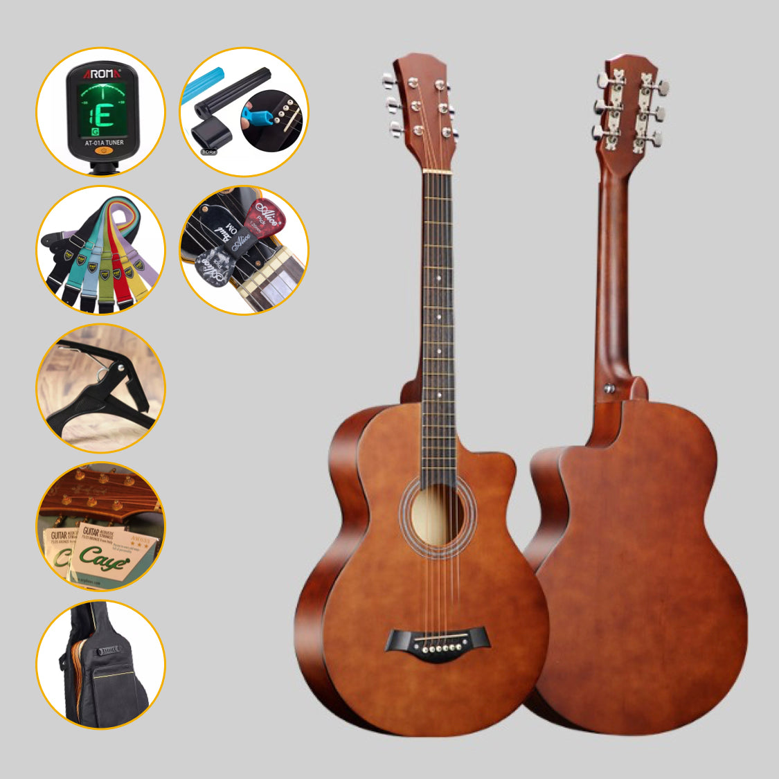 38” Inch D-Style Entry-Level Full-Size Wooden Folk Acoustic Guitar Cutaway AU