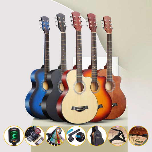 38” Inch D-Style Entry-Level Full-Size Wooden Folk Acoustic Guitar Cutaway AU