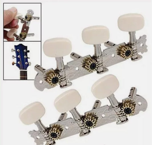2 Acoustic GUITAR STRING MACHINE HEAD3+3TUNERS Keys Pegs String Tuners Acoustic Folk Guitar Classical Guitar Silver AU