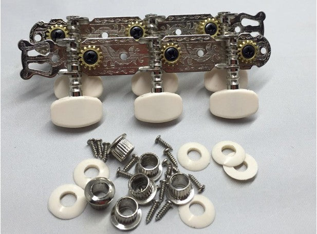 2 Acoustic GUITAR STRING MACHINE HEAD3+3TUNERS Keys Pegs String Tuners Acoustic Folk Guitar Classical Guitar Silver AU