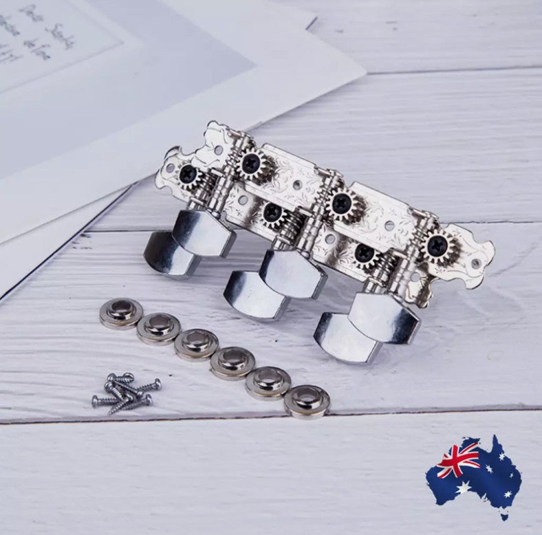 2 Metal GUITAR STRING MACHINE HEAD3+3TUNERS Keys Pegs String Tuners Acoustic Folk Guitar Classical Guitar Silver AU