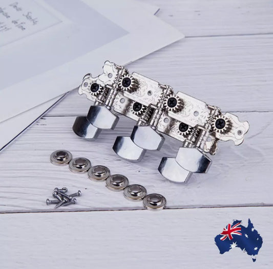 2 Metal GUITAR STRING MACHINE HEAD3+3TUNERS Keys Pegs String Tuners Acoustic Folk Guitar Classical Guitar Silver AU