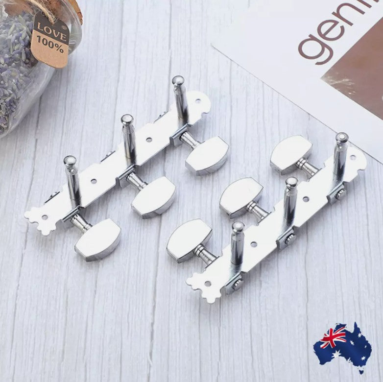 2 Metal GUITAR STRING MACHINE HEAD3+3TUNERS Keys Pegs String Tuners Acoustic Folk Guitar Classical Guitar Silver AU