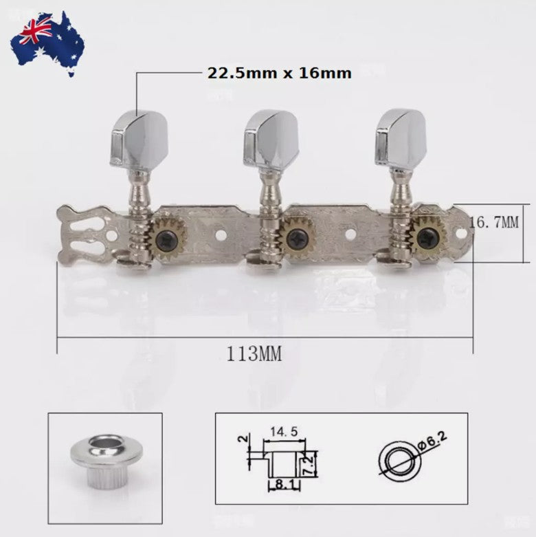 2 Metal GUITAR STRING MACHINE HEAD3+3TUNERS Keys Pegs String Tuners Acoustic Folk Guitar Classical Guitar Silver AU