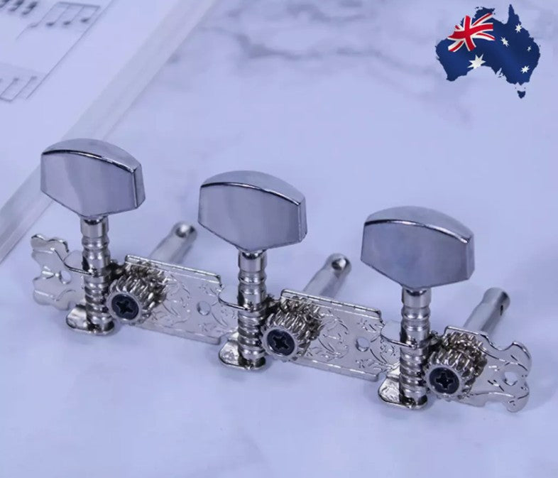 2 Metal GUITAR STRING MACHINE HEAD3+3TUNERS Keys Pegs String Tuners Acoustic Folk Guitar Classical Guitar Silver AU