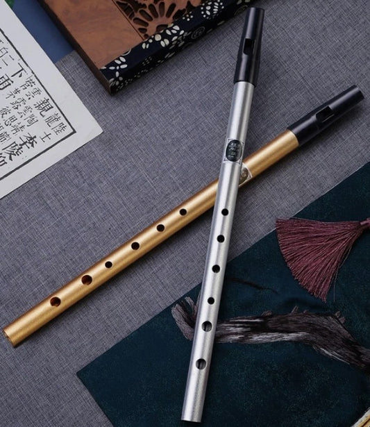 6Hole Metal Irish Whistle Straight Flute Band Orchestra Woodwind Instrument Gift