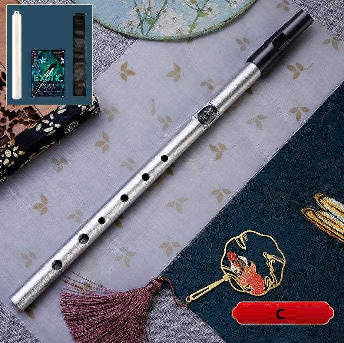 6Hole Metal Irish Whistle Straight Flute Band Orchestra Woodwind Instrument Gift