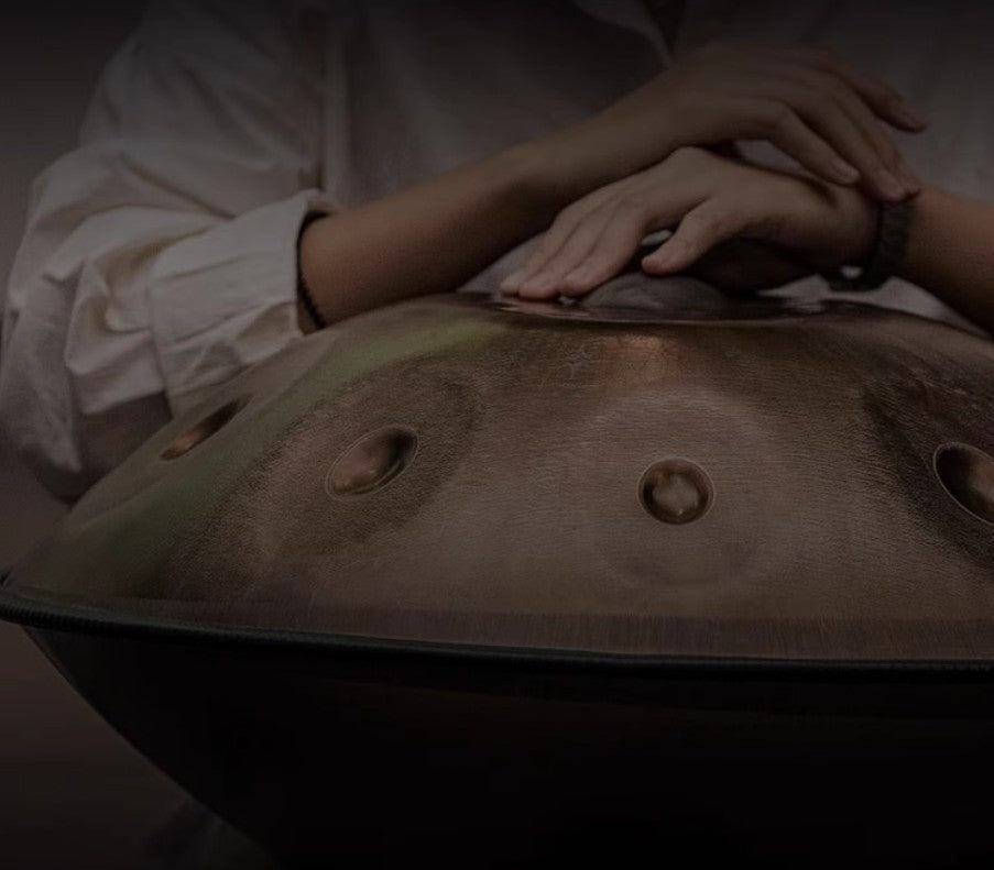 Travel version Classic golden eyes 18" 9 Note Handpan 440Hz in G Yoga Meditation