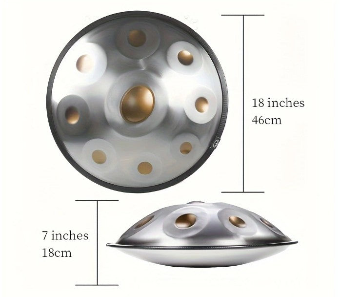 Travel version Classic golden eyes 18" 9 Note Handpan 440Hz in G Yoga Meditation