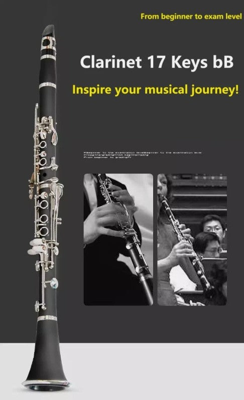 Clarinet 17Keys bB Copper Nickel Plated Full set accessories Woodwind Instrument