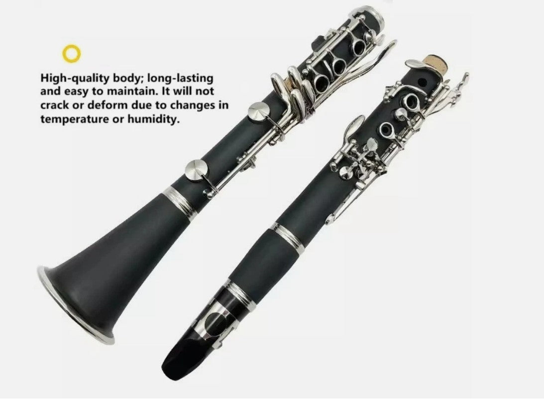 Clarinet 17Keys bB Copper Nickel Plated Full set accessories Woodwind Instrument