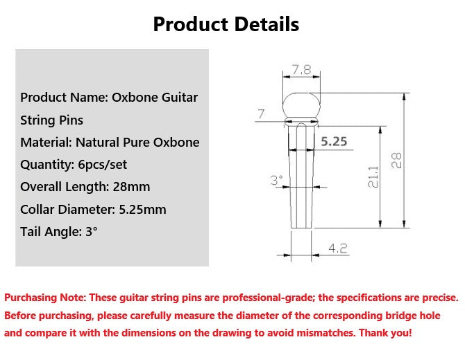 High Quality Bone Guitar String Nails Folk Guitar Solid String Pins Guitar Accessories