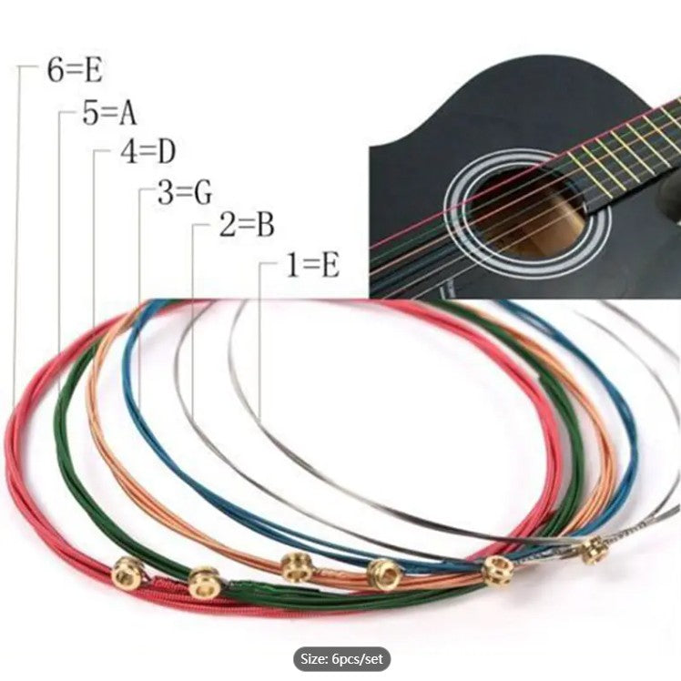 Steel Colourful Acoustic Guitar Strings 6String Anti-Rust Coating Guitar accessories