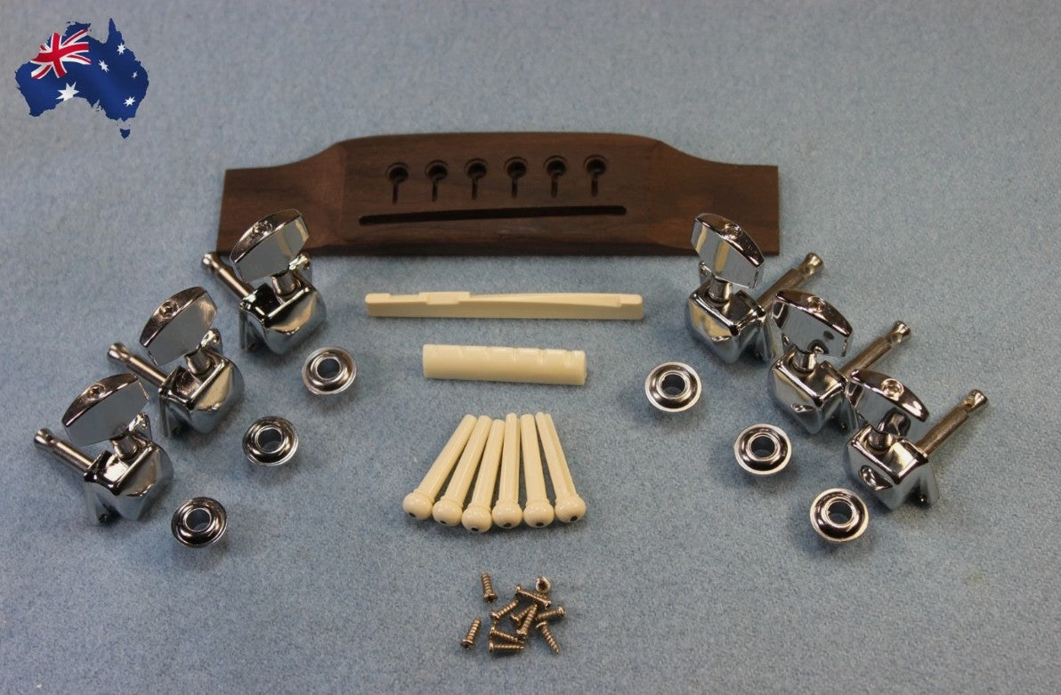 Acoustic Guitar Bridge rosewood+nut+saddle+Pins+Guitar tuning pegs