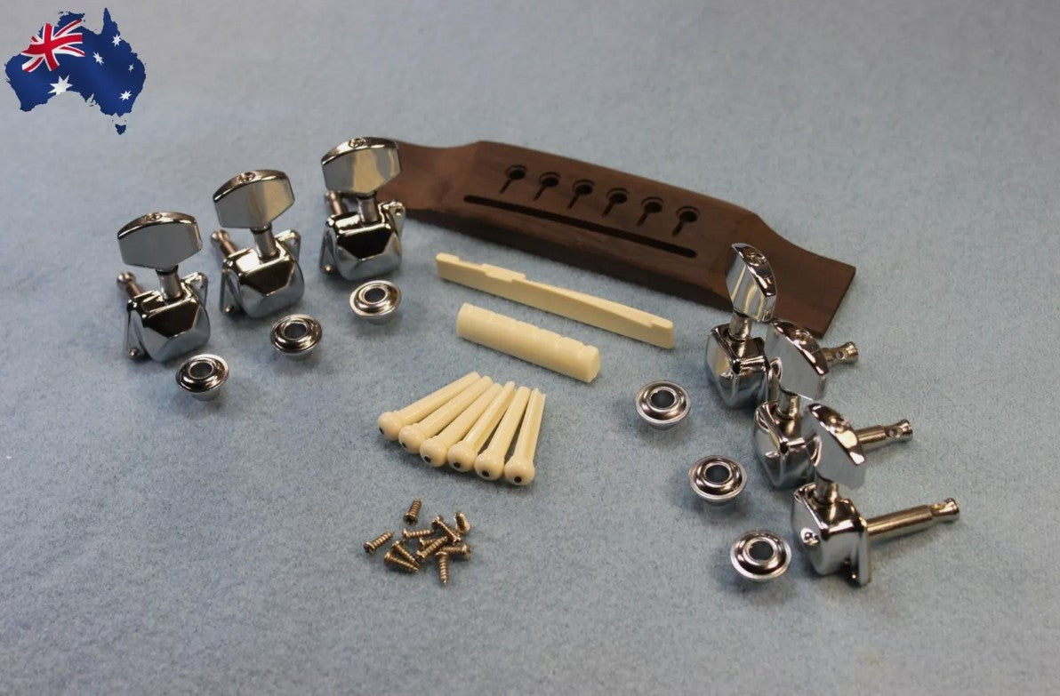Acoustic Guitar Bridge rosewood+nut+saddle+Pins+Guitar tuning pegs