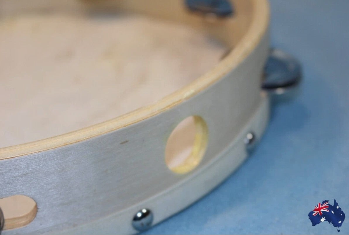 Tambourine 10Inch Wood Natural Skin Head Kids Education Percussion Toy Tool