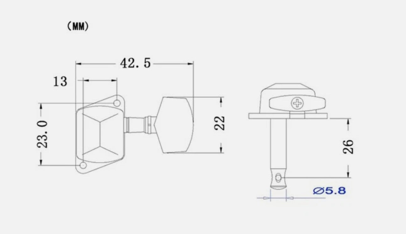 Acoustic Guitar String Peg Tuner Key Machine Semi-Closed Head Button BLACK