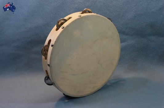 Tambourine 10Inch Wood Natural Skin Head Kids Education Percussion Toy Tool