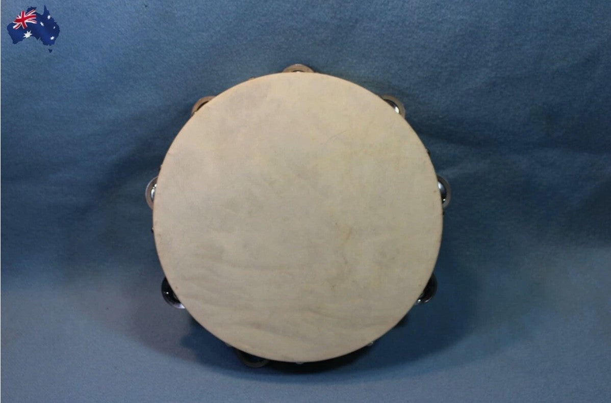 Tambourine 10Inch Wood Natural Skin Head Kids Education Percussion Toy Tool