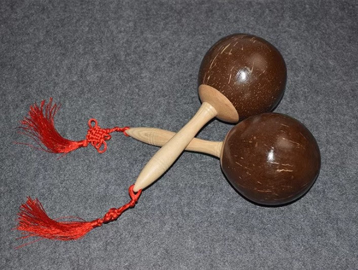 2pcs natural coconut shell maracas Clear Professional Sound Party Percussion