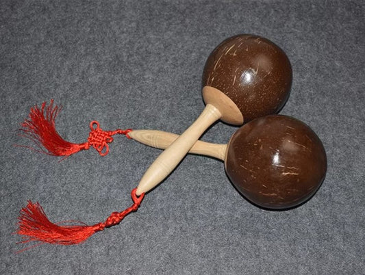 2pcs natural coconut shell maracas Clear Professional Sound Party Percussion