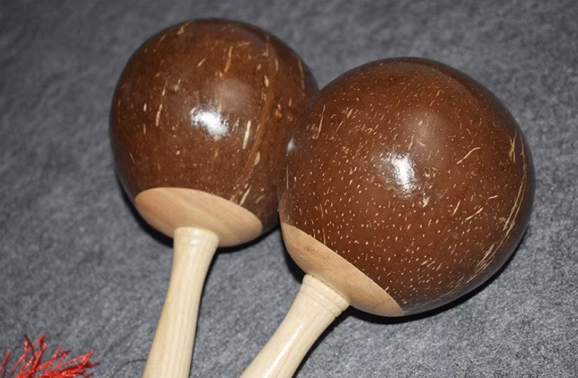 2pcs natural coconut shell maracas Clear Professional Sound Party Percussion