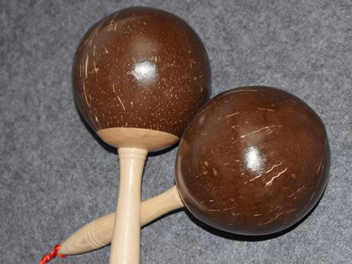 2pcs natural coconut shell maracas Clear Professional Sound Party Percussion