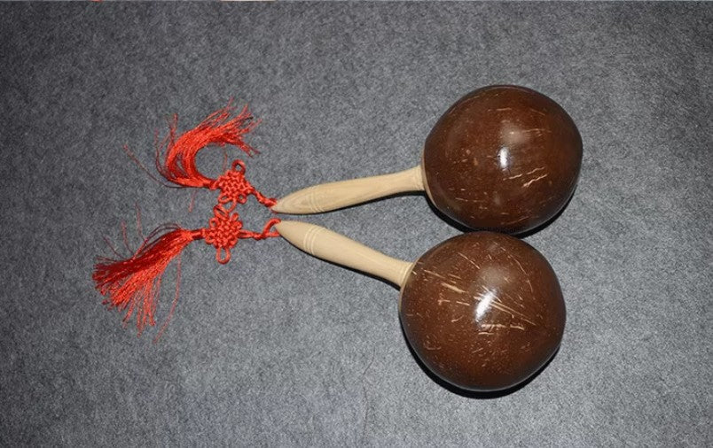 2pcs natural coconut shell maracas Clear Professional Sound Party Percussion