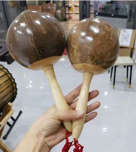 2pcs natural coconut shell maracas Clear Professional Sound Party Percussion