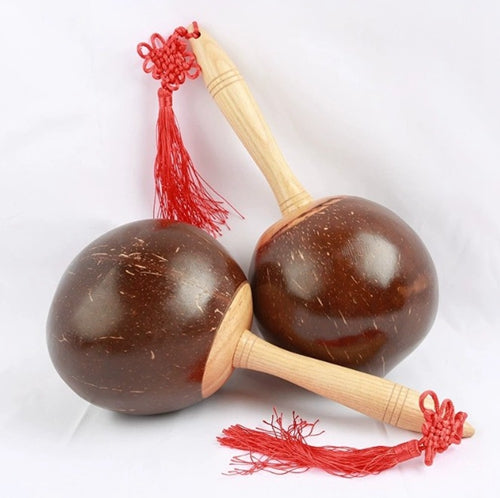 2pcs natural coconut shell maracas Clear Professional Sound Party Percussion