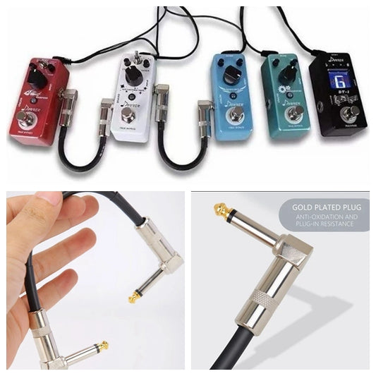 6.35mm Guitar Effects Pedal Patch Jumper Cables Double Elbow Audio Cables15/30cm
