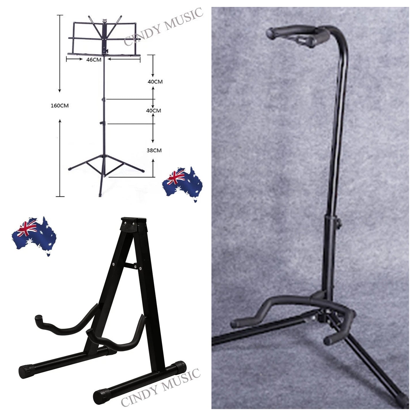 2PCS Guitar Stand + 1PCS Music Sheet Stand