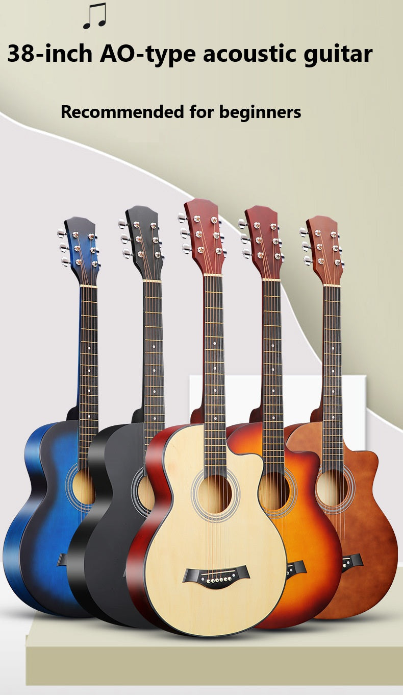 38” Inch D-Style Entry-Level Full-Size Wooden Folk Acoustic Guitar Cutaway AU