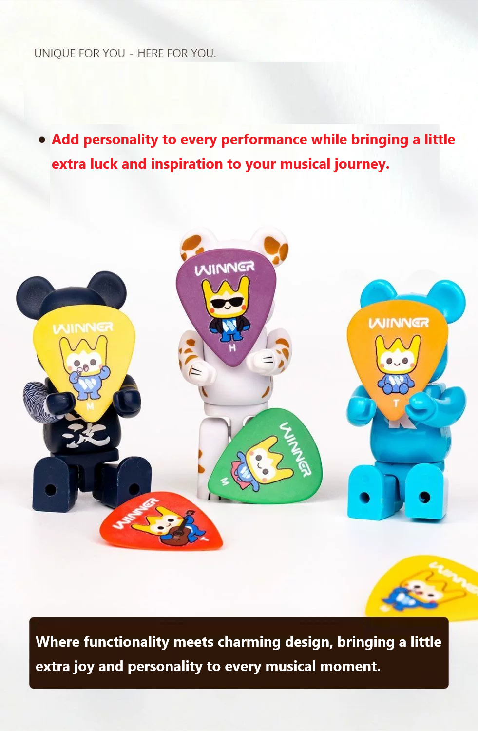 Winner Cartoon POM Guitar Pick Anti Slip Plectrum Acoustic Electric Guitar Ukulele