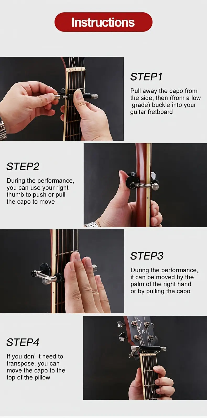 Alloy Rolling Guitar Capo Sliding Tuning Clip Acoustic Classicl Electric Ukulele