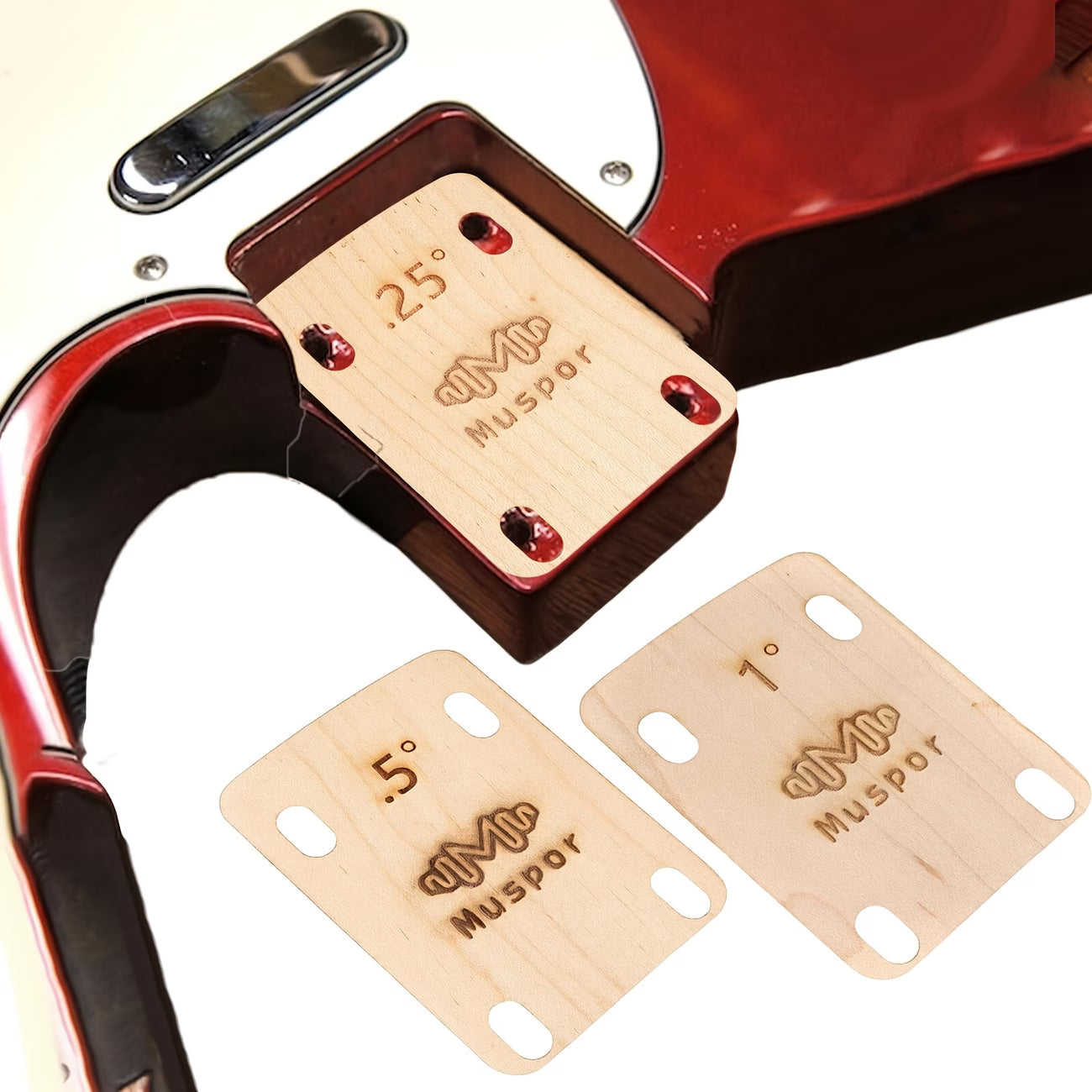 Guitar Neck Wood Shims Set0.25° 0.5° 1° Guitar Bass Neck Angle Adjustment Repair